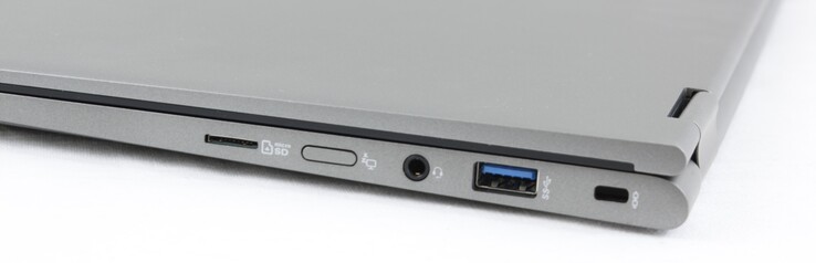 Lato destro : lettore MicroSD, altoparlanti 3.5 mm, USB 3.0 Type-A, Kensington Lock
