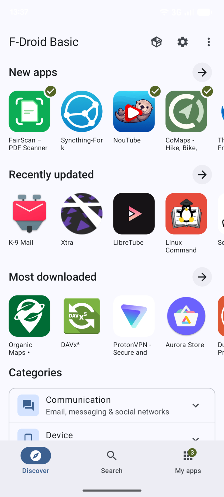 Interfaccia dell’app F-droid riprogettata
