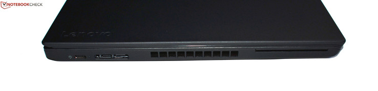Sinistra: 2x USB 3.1 Gen2 Type-C, Mini-Ethernet/Dockingport, lettore smart card