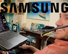 Paziente Neuralink che utilizza un'interfaccia cervello-computer (BCI), con il logo Samsung in alto.