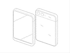 Il presunto telefono arrotolabile di Samsung si espanderebbe verticalmente, come si vede nel deposito di brevetti riportato. (Fonte immagine: DomoAI e xleaks7)