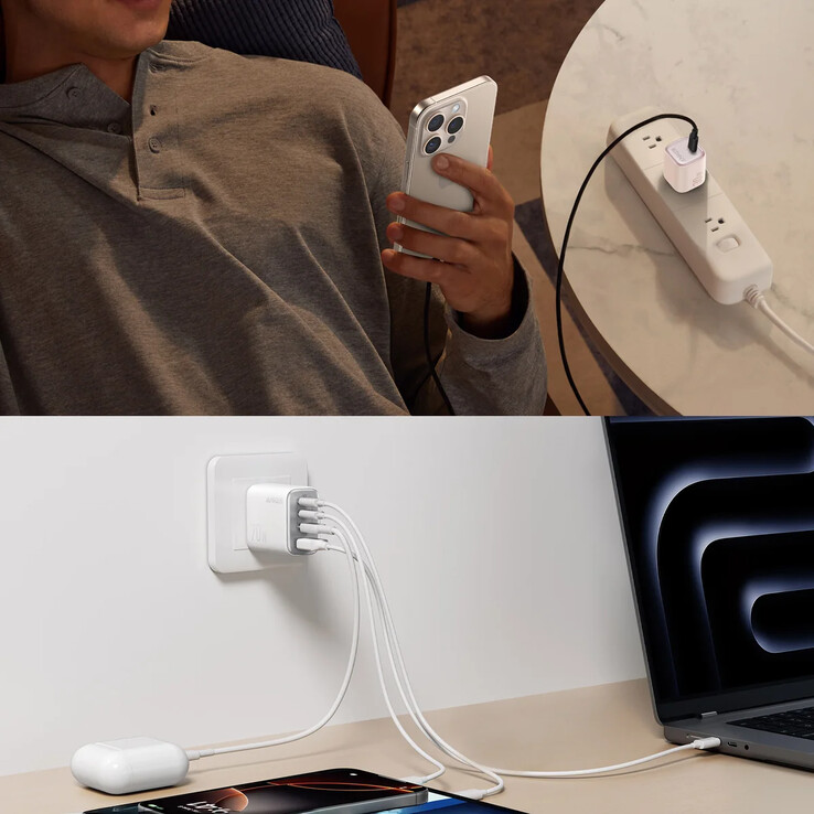 Il caricatore Anker (30W) (sopra) e il caricatore Anker (70W, 4 porte) (sotto). (Fonte: Costco)