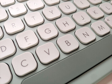 Fossette dei tasti, scritte e texture in primo piano. (Fonte: Notebookcheck)