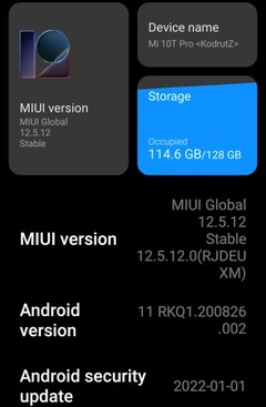 MIUI 12.5.12 Enhanced Edition su Xiaomi Mi 10T Pro dettagli (Fonte: Proprio)