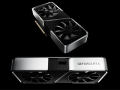 Un'immagine renderizzata della GPU GeForce RTX 3060 Founders Edition