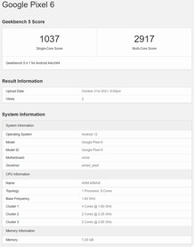 Pixel 6. (Fonte: Geekbench)