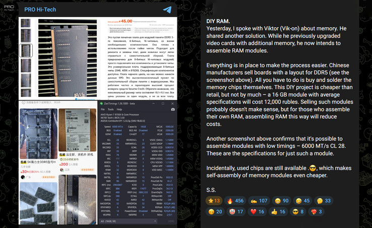 I primi discorsi sulla RAM DDR5 fai da te (Fonte immagine: Pro Hi-Tech su Telegram)