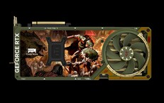 C'è un'immagine di Doom: The Dark Ages sulla piastra posteriore della scheda grafica. (Fonte: Asus/Bethesda)