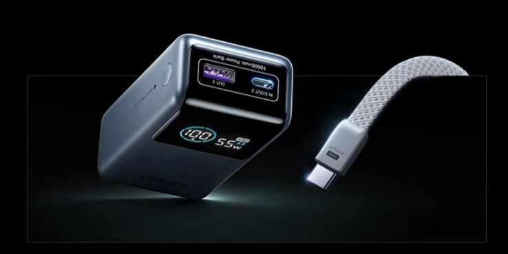 Il Power Bank Ugreen da 55W con ricarica rapida via cavo incorporata. (Fonte: Ugreen)