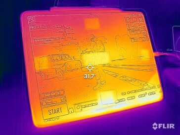 Il lato frontale di vetro non può essere misurato attraverso i riflessi, qui con cinque pastiglie di calore per la misurazione.