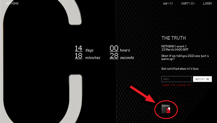 Nothing fa un accenno all'hardware Snapdragon nel suo prossimo prodotto nel suo annuncio di lancio. (Fonte: Niente)