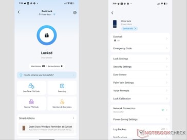 Homepage dell’app Tapo e impostazioni della serratura intelligente.