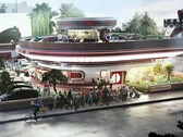 Il rendering del Diner e del Drive-In Movie Supercharger (immagine: Tesla)
