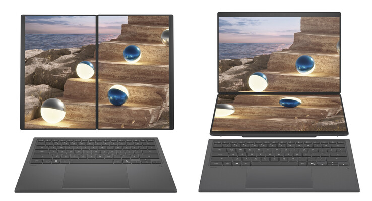 Lo Zenbook Duo (2026) in due delle sue numerose posture. (Fonte: Asus)