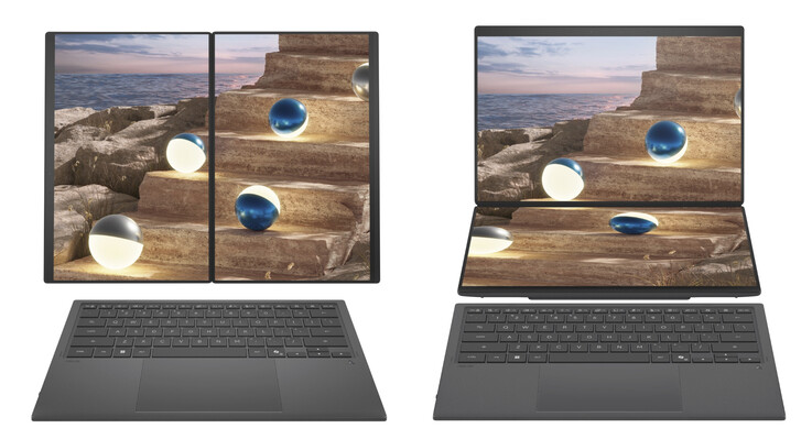 Lo Zenbook Duo (2026) in due delle sue numerose posture. (Fonte: Asus)
