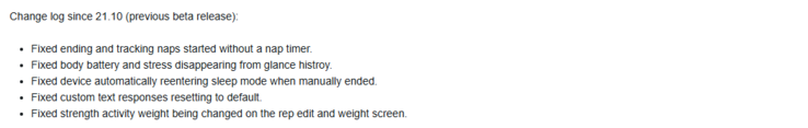 Le note di rilascio della versione beta 21.11 per il Garmin Fenix 7 e gli smartwatch correlati. (Fonte: Garmin)