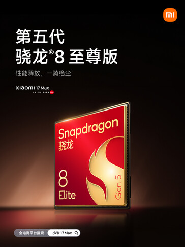 Il chipset Snapdragon 8 Elite Gen 5 alimenta lo Xiaomi 17 Max.