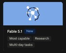 Scheda tecnica per Claude Fable 5.1 con un nuovo badge
