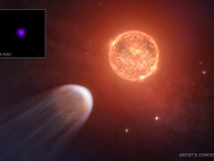 Un&#039;immagine concettuale del pianeta TOI 1227 b e della sua stella (Fonte immagine: NASA, CXC, SAO e M. Weiss; ritagliata)