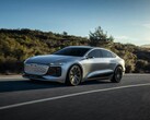 La parte anteriore della berlina elettrica Audi A6 e-tron ora avvistata ha ricevuto alcuni cambiamenti di design rispetto alla concept car (Immagine: Audi)