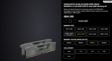 Corsair Vengeance 64GB DDR5 RAM kit prezzo precedente. (Fonte immagine: web.archive)