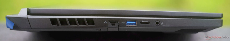A sinistra: Gigabit-RJ45, USB-A 3.1, lettore di schede microSD, jack audio