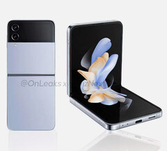 De Galaxy Z Flip4 komt in meerdere kleuren op de markt, niet alleen de vier hieronder afgebeelde. (Afbeelding bron: @OnLeaks & GizNext)