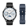 Huawei Watch GT 4 Spring Edition Cinturino in fluoroelastomero nero 46 mm + Cinturino in fluoroelastomero blu profondo 2-in-1. (Fonte: Huawei)