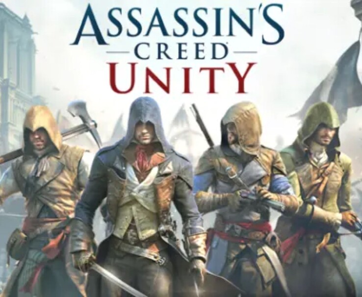 Immagine ufficiale di Assassin's Creed Unity con Arno Dorian e altri assassini.