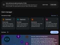 Schermata del gestore di Gem di Gemini che mostra l’avviso relativo alla conversione delle Gem in skill