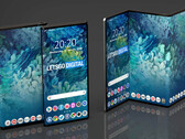 Concept rendering del dispositivo trifolding brevettato da Samsung. (Fonte: LetsGoDigital)