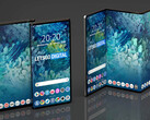 Concept rendering del dispositivo trifolding brevettato da Samsung. (Fonte: LetsGoDigital)