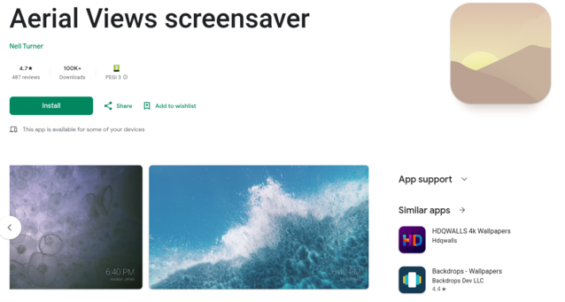 L'applicazione Aerial Screensaver per Android TV darà al suo dispositivo lo stesso screensaver di un televisore Apple, ma può anche essere utilizzata per estrarre immagini e video direttamente da un NAS (Fonte immagine: AerialViews / Google Play)