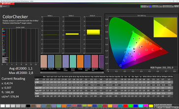 Fedeltà del colore (schema di colore originale Pro, temperatura del colore calda, spazio di colore target sRGB)