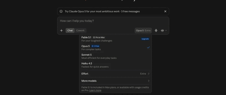 Claude Opus 5 è disponibile per gli account gratuiti, ma con un limite di soli 3 messaggi