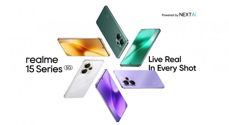 Il Realme 15 Pro è disponibile nei colori argento fluente, verde velluto e viola seta (Fonte: Realme)