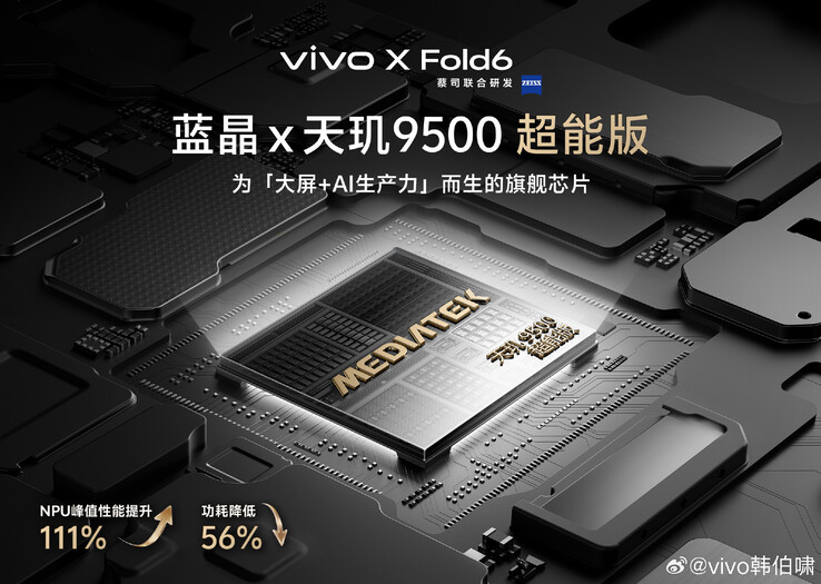 Vivo conferma l'adozione del Dimensity 9500 Super Edition per il suo prossimo dispositivo pieghevole.