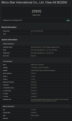 AMD Ryzen Z2 Extreme Geekbench GPU OpenCL (fonte: Geekbench)