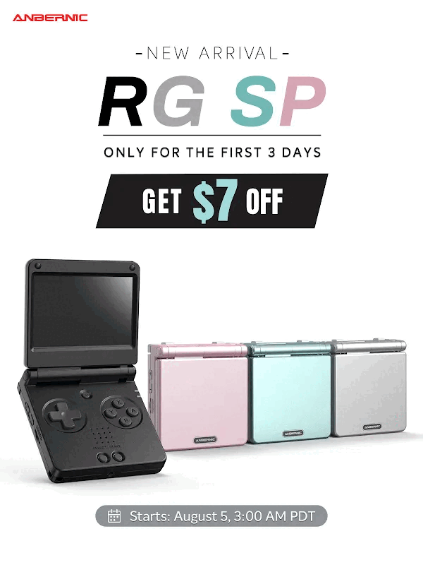 Anbernic offrirà agli acquirenti dell’RG SP uno sconto di 7 dollari per tre giorni.