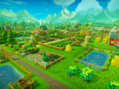 Farm Together 2 presenta nuove funzionalità come la terraformazione, la costruzione di città e un'automazione migliorata. Nella foto - Una schermata aerea di una fattoria verde del gioco. (Fonte: Steam)