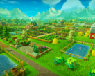 Farm Together 2 presenta nuove funzionalità come la terraformazione, la costruzione di città e un'automazione migliorata. Nella foto - Una schermata aerea di una fattoria verde del gioco. (Fonte: Steam)