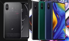 Lo Xiaomi Mi 8 Explorer Edition (L) e il Mi Mix 3 (R) sono stati rilasciati nel 2018. (Fonte immagine: Xiaomi/Paranoid Android - modificato)