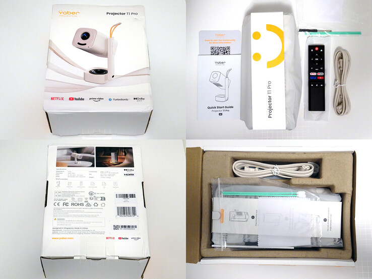 Yaber T1 Pro viene fornito con un manuale di avvio rapido, un cavo di alimentazione CA, un kit di pulizia delle bocchette e un telecomando. (Fonte: Notebookcheck)