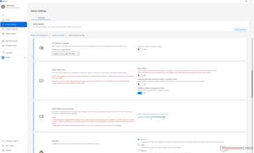 Controlli OLED e colore accessibili attraverso il software integrato