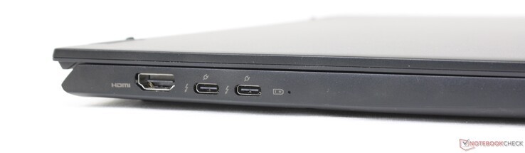 Sinistra: HDMI 2.1, 2x USB-C con Thunderbolt 4 + DisplayPort + Power Delivery