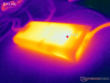 L'adattatore CA raggiunge oltre 45 C quando si utilizzano carichi impegnativi