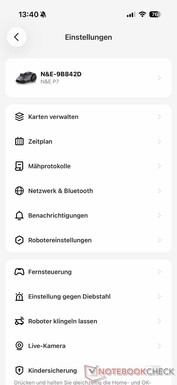 Menu delle impostazioni