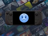 Steam Deck OLED che visualizza la faccia triste