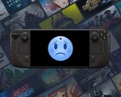 Steam Deck OLED che visualizza la faccia triste