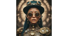 Un&#039;immagine di &quot;moda steampunk&quot; creata da Bard. (Fonte: Google)